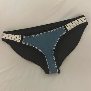 Triangl Swimwear Women’s Crochet Boho Neoprene Bikini Bottom Blue Size Small